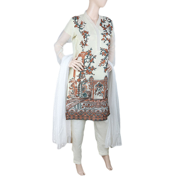 Eminent Embroidered 3Pcs Stitched Suit - Fawn, Women, Shalwar Suits, Chase Value, Chase Value