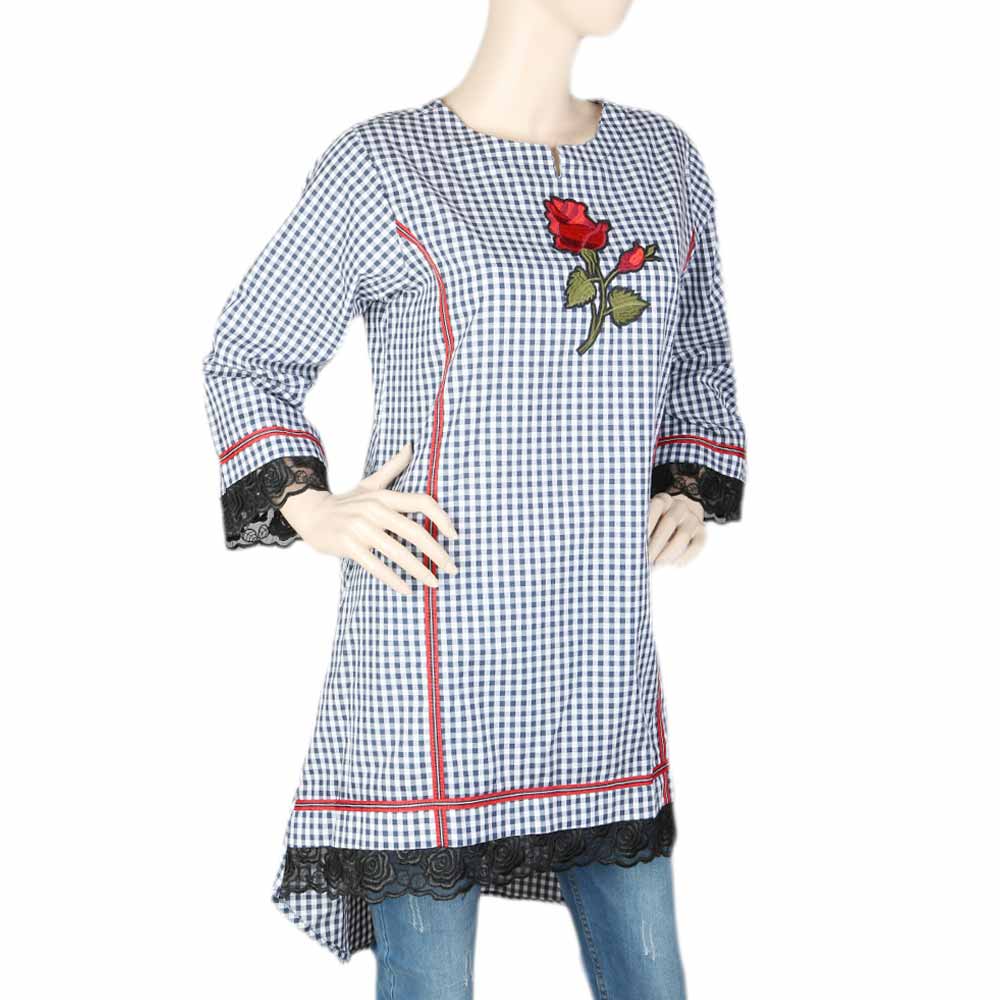 Women's Embroidered Kurti - Navy Blue, Women, Ready Kurtis, Chase Value, Chase Value