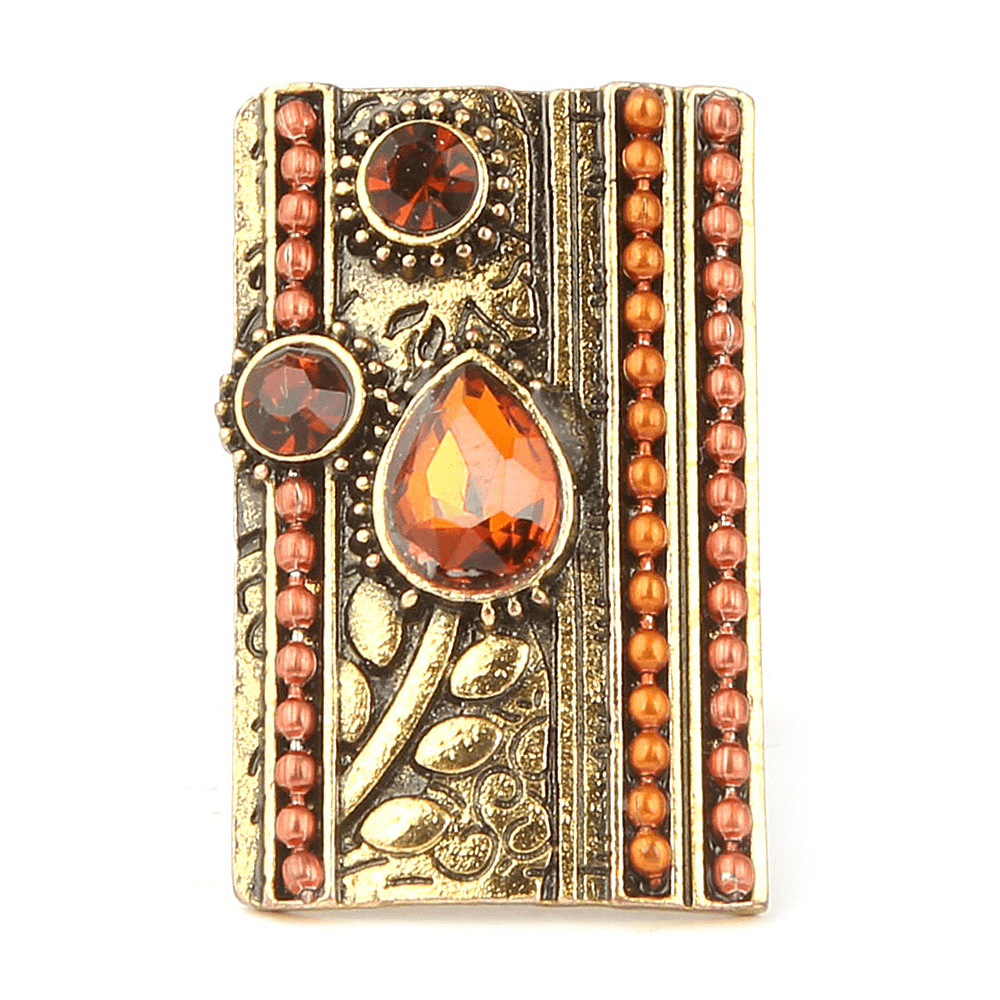 Women's Fancy Stone Ring - Golden - Mustard - test-store-for-chase-value