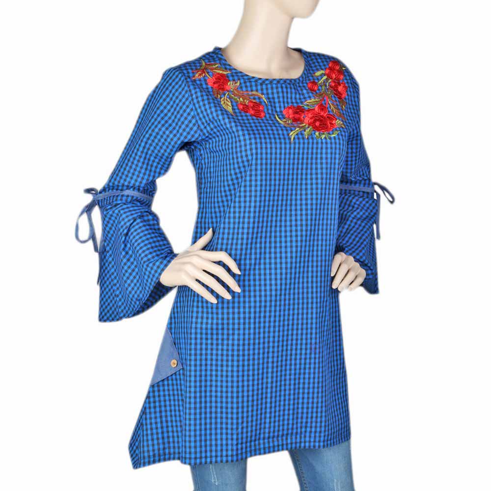 Women's Embroidered Stripe Top - Blue, Women, T-Shirts And Tops, Chase Value, Chase Value