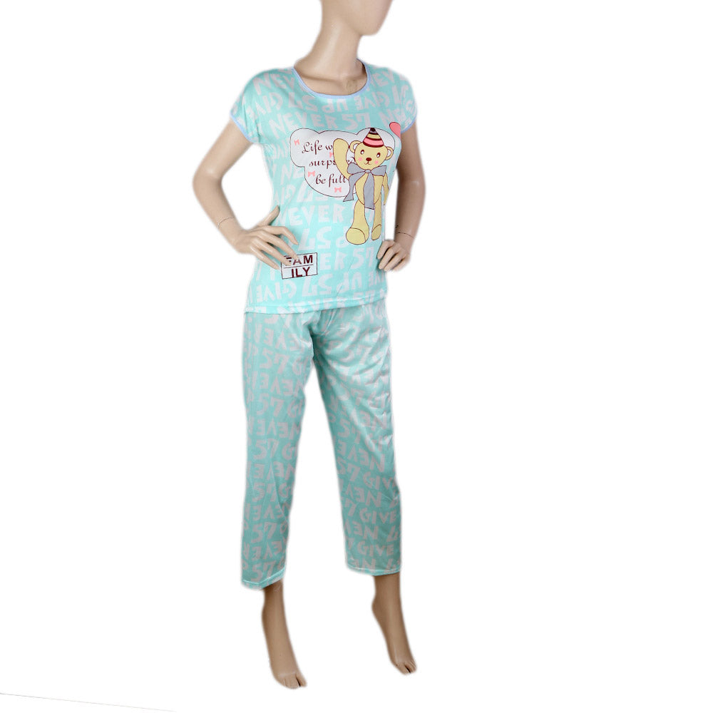 Women's 2 Piece Night Suit - Cyan, Women, Night Suit, Chase Value, Chase Value