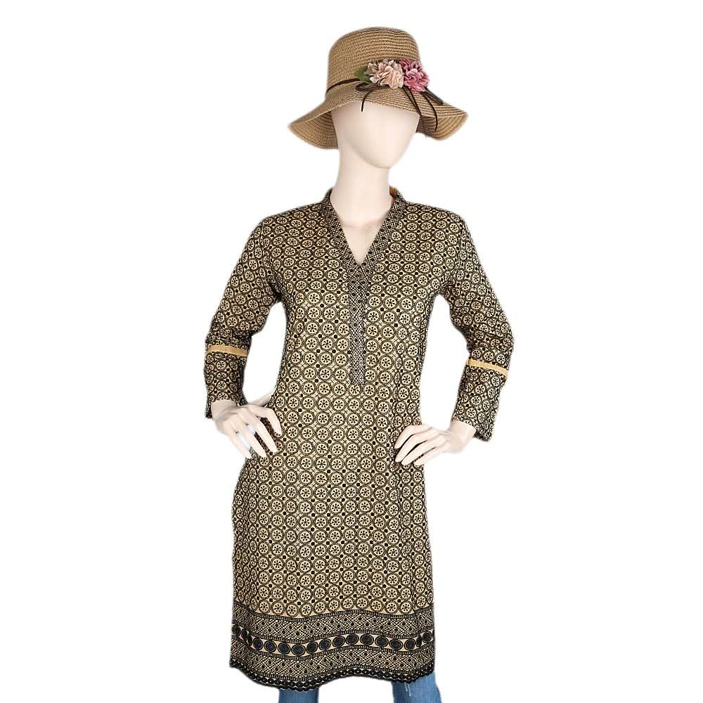 Women's Fancy Chikan Kurti - Brown, Women's Fashion, Chase Value, Chase Value