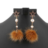 Women's Fur Earrings - Brown - test-store-for-chase-value