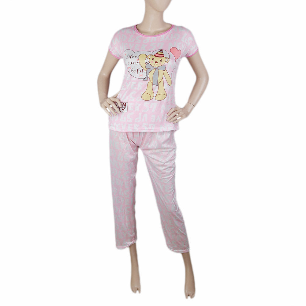 Women's 2 Piece Night Suit - Light Pink, Women, Night Suit, Chase Value, Chase Value
