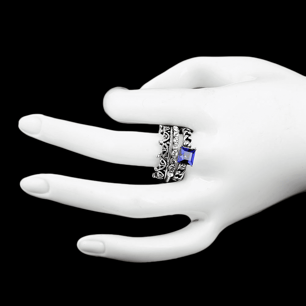 Women's Fancy Stone Ring - Silver - Blue - test-store-for-chase-value