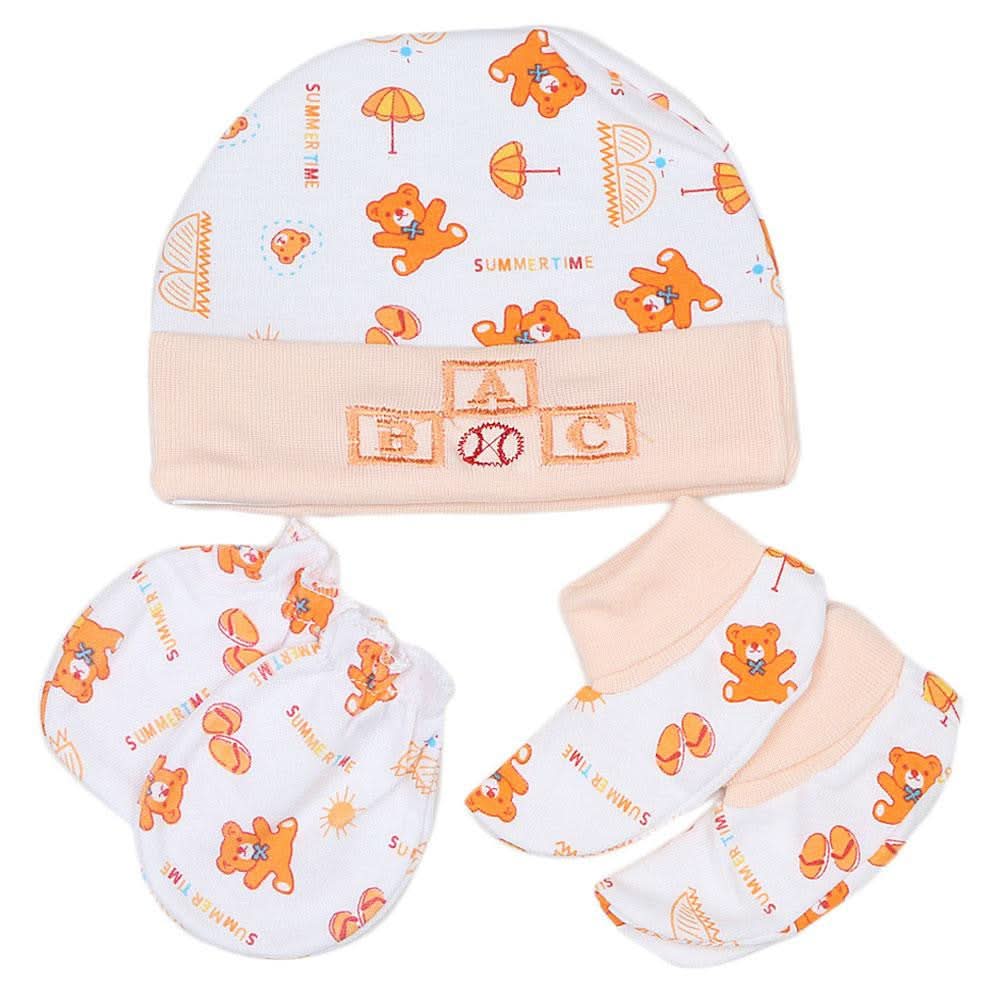 Newborn Cap Set 3 Pcs - Peach - test-store-for-chase-value