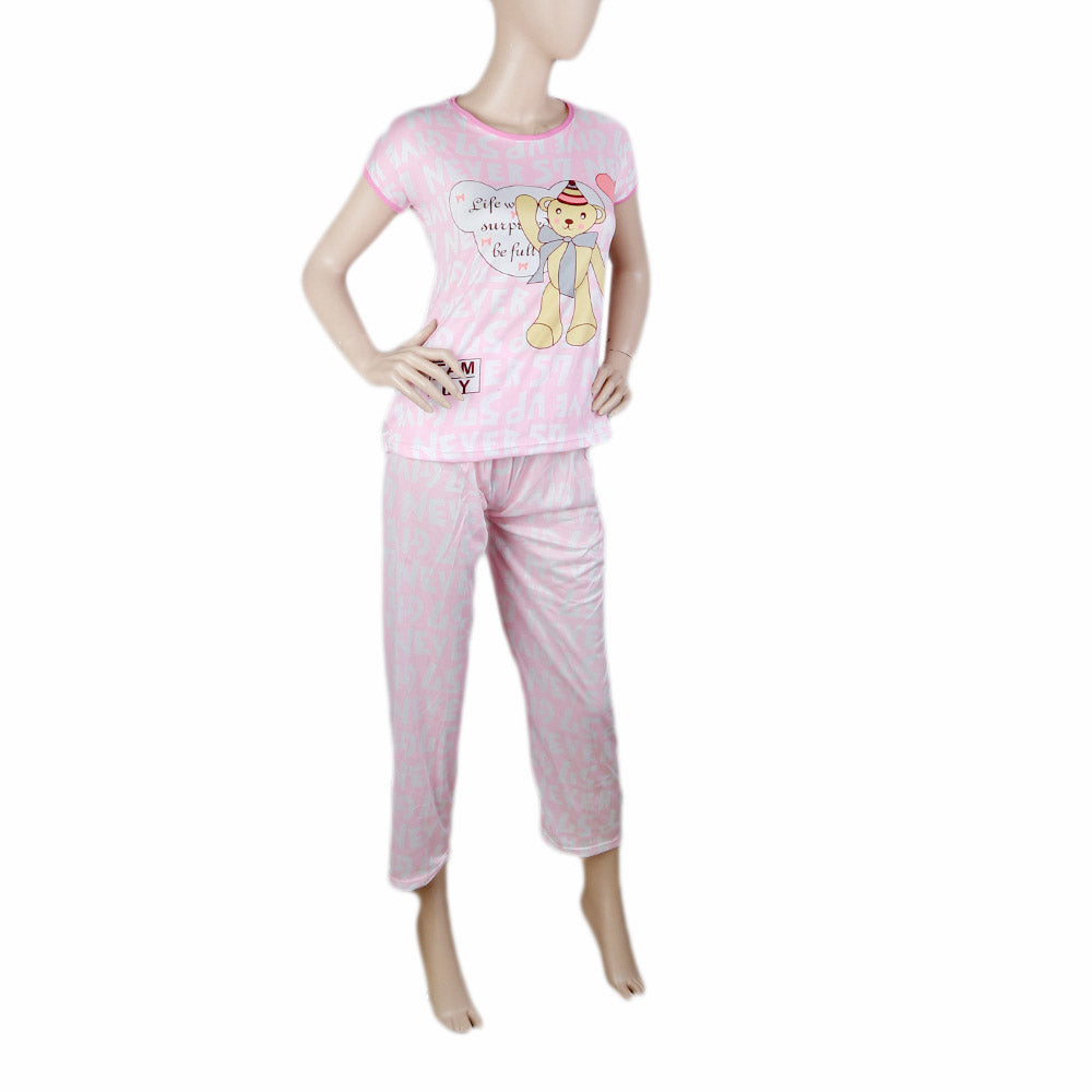 Women's 2 Piece Night Suit - Light Pink, Women, Night Suit, Chase Value, Chase Value