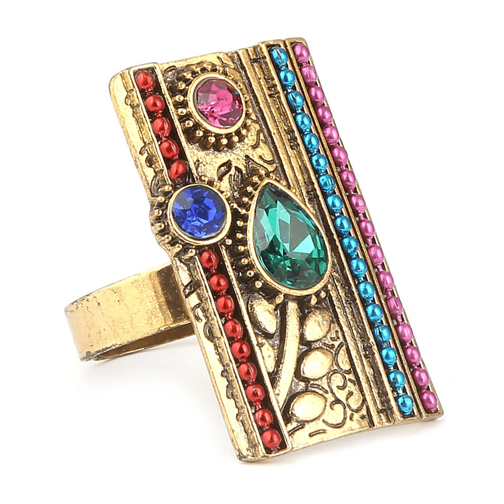 Women's Fancy Stone Ring - Golden - Multi - test-store-for-chase-value