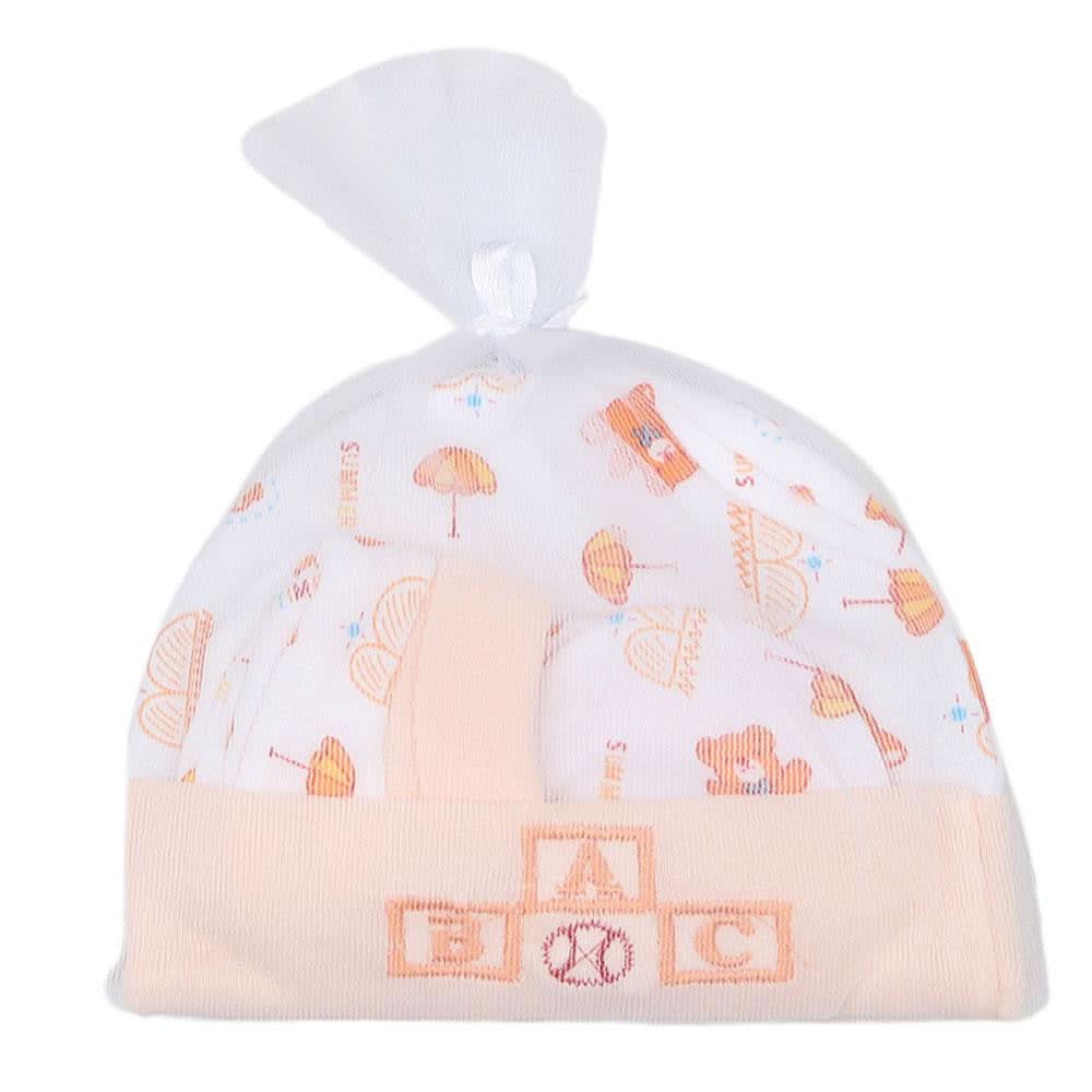 Newborn Cap Set 3 Pcs - Peach - test-store-for-chase-value