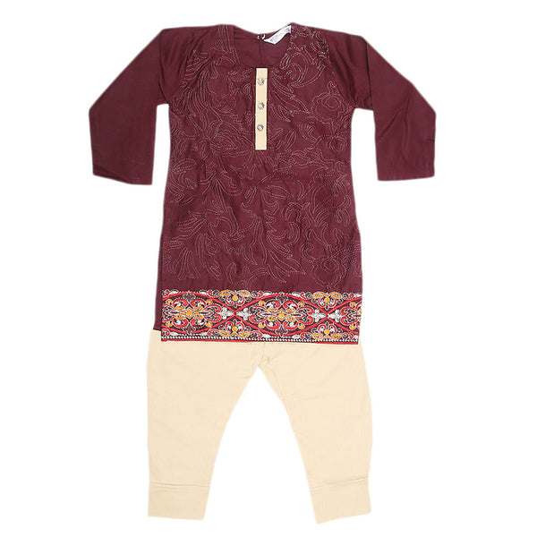 Girls Embroidered 2 Piece Suit - Maroon, Kids, Girls Sets And Suits, Chase Value, Chase Value