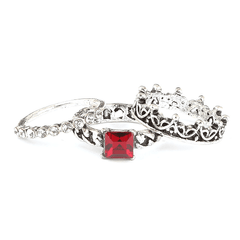 Women's Fancy Stone Ring - Silver - Red - test-store-for-chase-value