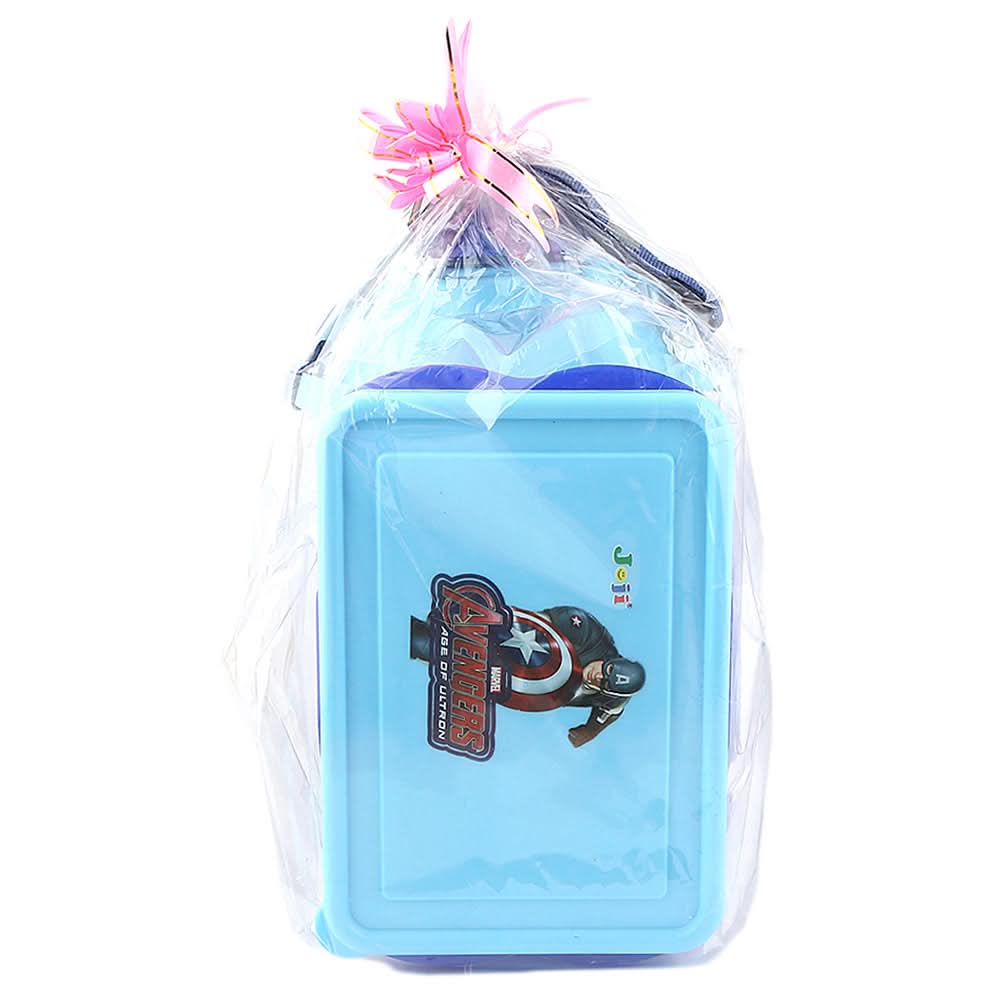 School Water Bottle With Lunch Box Blue & Royal Blue- 1100 ML - test-store-for-chase-value