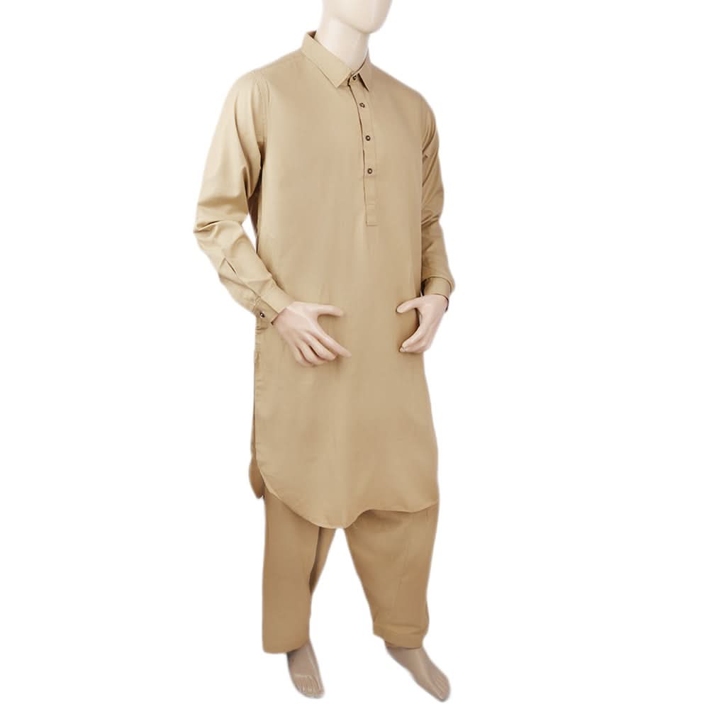 Men's Mashriq Slim Fit Shalwar Kameez - Beige, Men, Shalwar Kameez, Chase Value, Chase Value