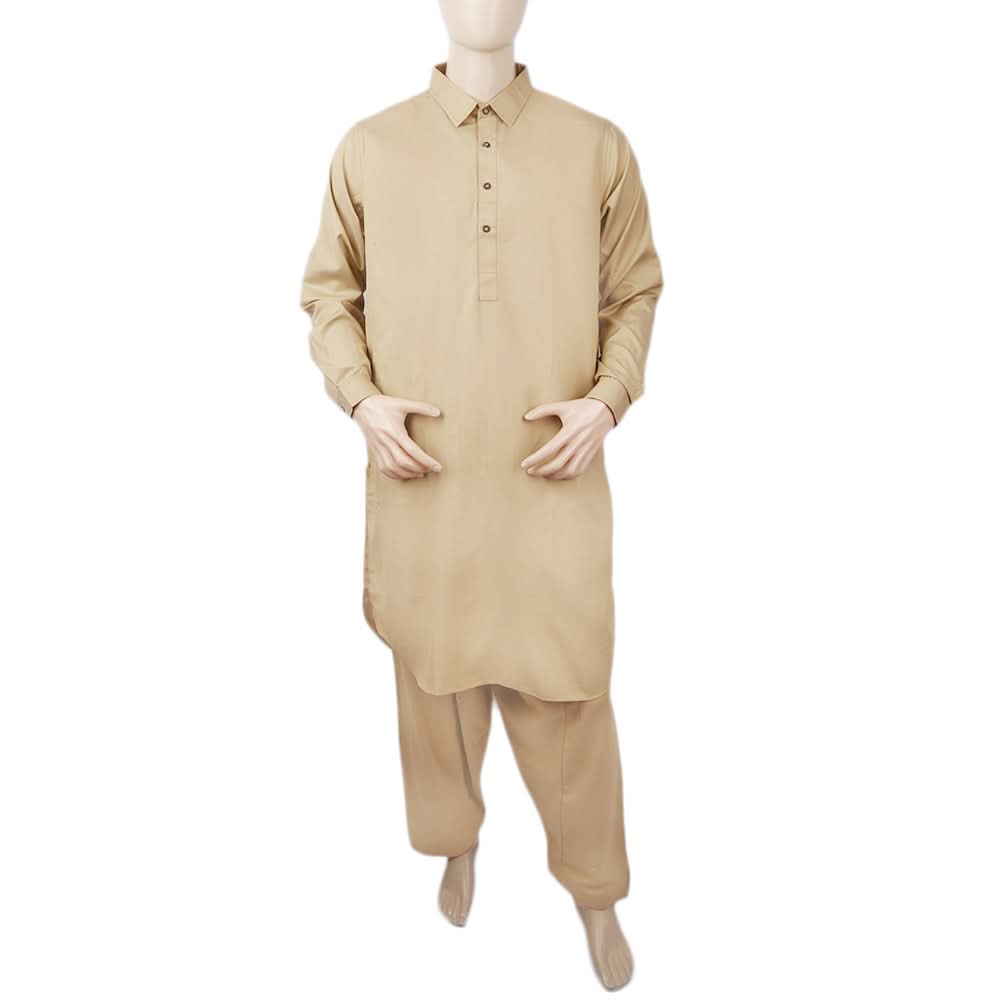 Men's Mashriq Slim Fit Shalwar Kameez - Beige, Men, Shalwar Kameez, Chase Value, Chase Value
