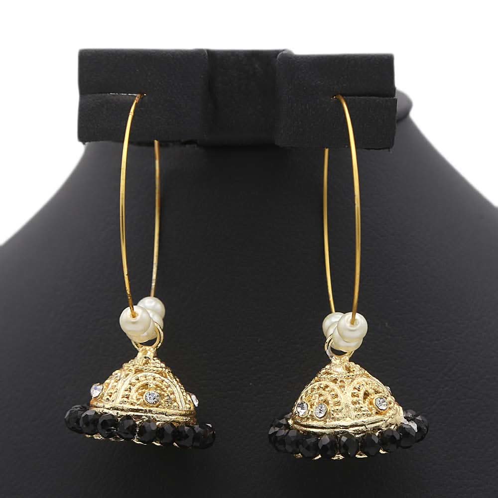 Women's Ear Bali Jhumki - Golden - Black, Women, Earrings & Tops, Chase Value, Chase Value