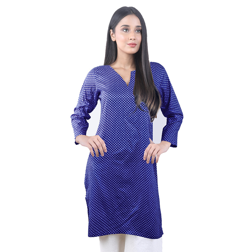Karizma Chahat Printed Lawn 1 Pcs Un-Stitched Kurti - Blue, Women, Unstitched Kurti, United Textiles, Chase Value