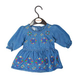 Newborn Girls Embroidered Denim Frock - Blue, Kids, NB Girls Frocks, Chase Value, Chase Value