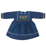 Girls Embroidered Denim Frock - Blue, Kids, Girls Kurti, Chase Value, Chase Value