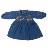 Girls Embroidered Denim Frock - Blue, Kids, Girls Kurti, Chase Value, Chase Value