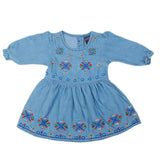 Girls Embroidered Denim Frock - Blue, Kids, Girls Kurti, Chase Value, Chase Value