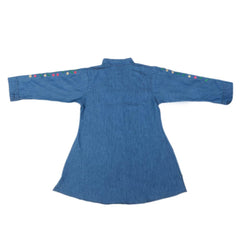 Girls Embroidered Denim Shirt - Blue, Kids, Tops, Chase Value, Chase Value