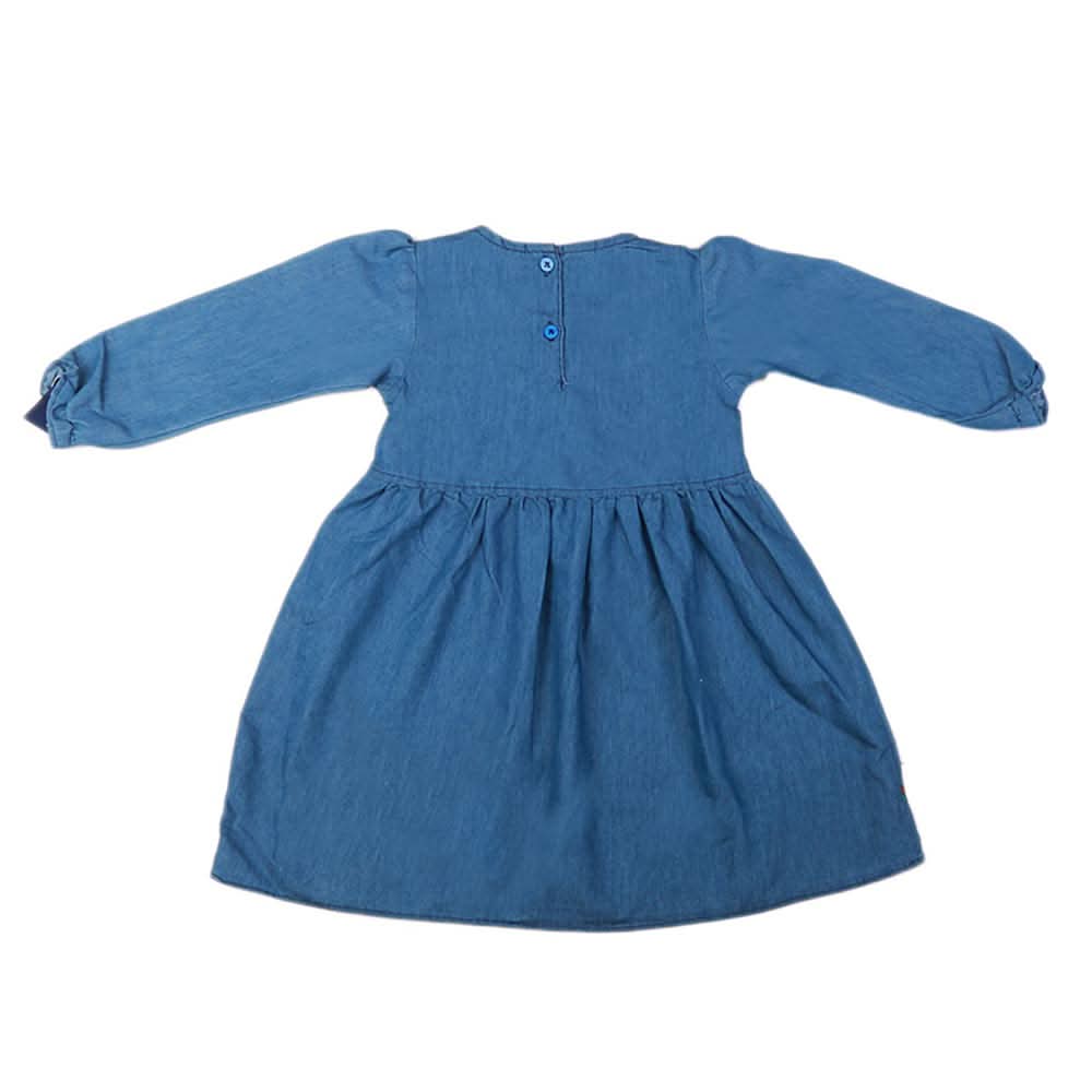 Girls Embroidered Denim Frock - Blue, Kids, Girls Kurti, Chase Value, Chase Value