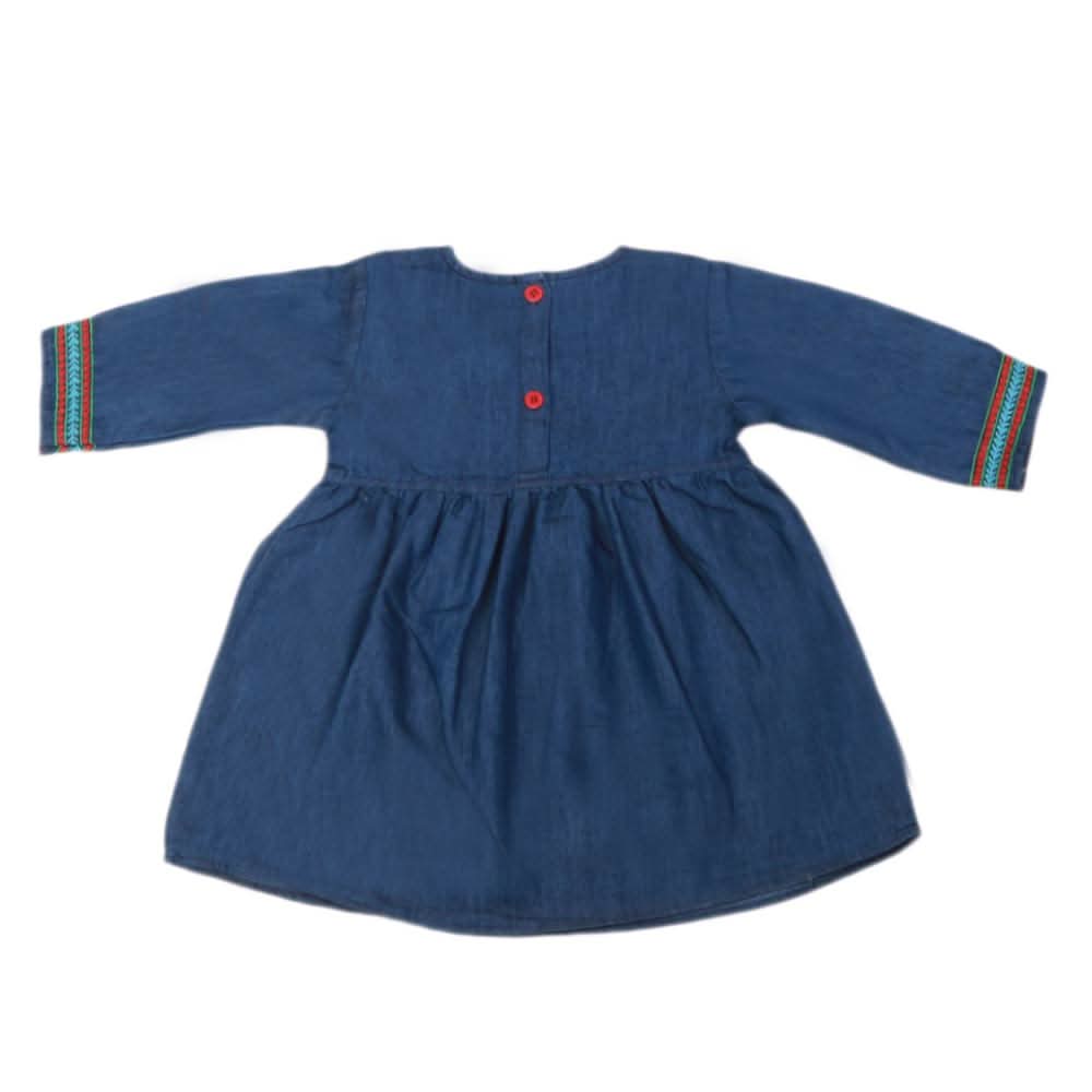 Girls Embroidered Denim Frock - Blue, Kids, Girls Kurti, Chase Value, Chase Value