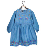Girls Embroidered Denim Frock - Blue, Kids, Girls Kurti, Chase Value, Chase Value