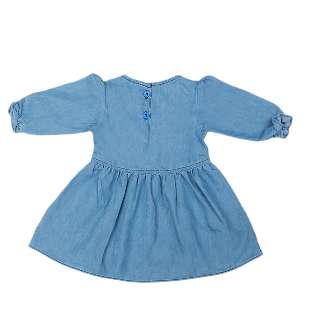 Girls Embroidered Denim Frock - Blue, Kids, Girls Kurti, Chase Value, Chase Value
