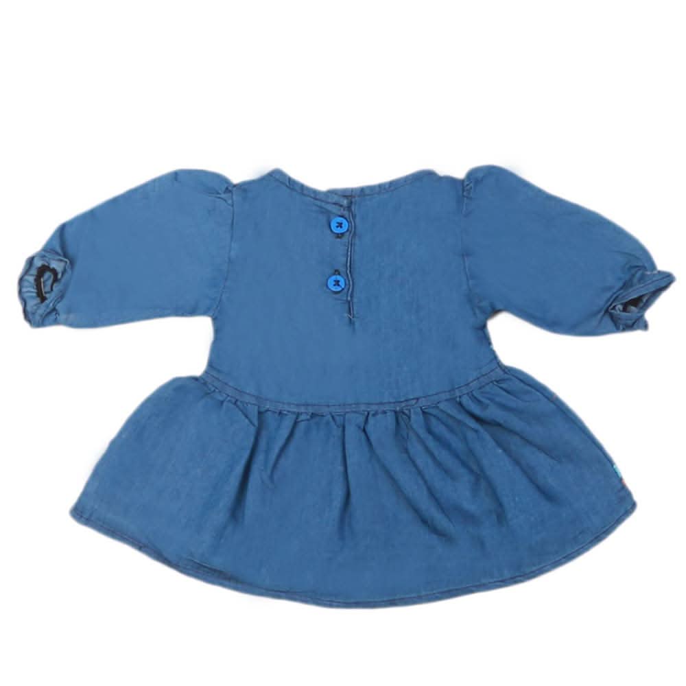 Newborn Girls Embroidered Denim Frock - Blue, Kids, NB Girls Frocks, Chase Value, Chase Value