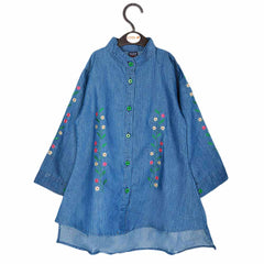 Girls Embroidered Denim Shirt - Blue, Kids, Tops, Chase Value, Chase Value