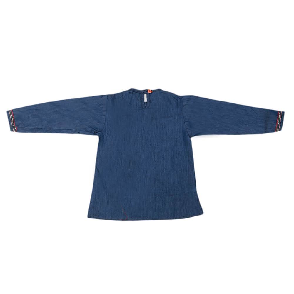 Girls Embroidered Denim Shirt - Blue, Kids, Tops, Chase Value, Chase Value