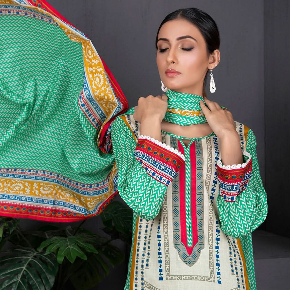 Sahil Printed Cotton 3 Pcs Un-Stitched Suit Vol 1 - 1B, Women, 3Pcs Shalwar Suit, ZS Textiles, Chase Value