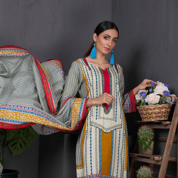 Sahil Printed Cotton 3 Pcs Un-Stitched Suit Vol 1 - 1A, Women, 3Pcs Shalwar Suit, ZS Textiles, Chase Value