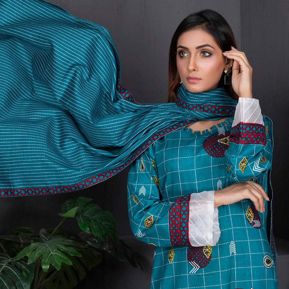 Sahil Printed Cotton 3 Pcs Un-Stitched Suit Vol 1 - 2A, Women, 3Pcs Shalwar Suit, ZS Textiles, Chase Value