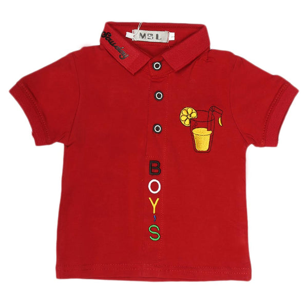 Boys Half Sleeves Polo T-Shirt - Maroon, Kids, Boys T-Shirts, Chase Value, Chase Value