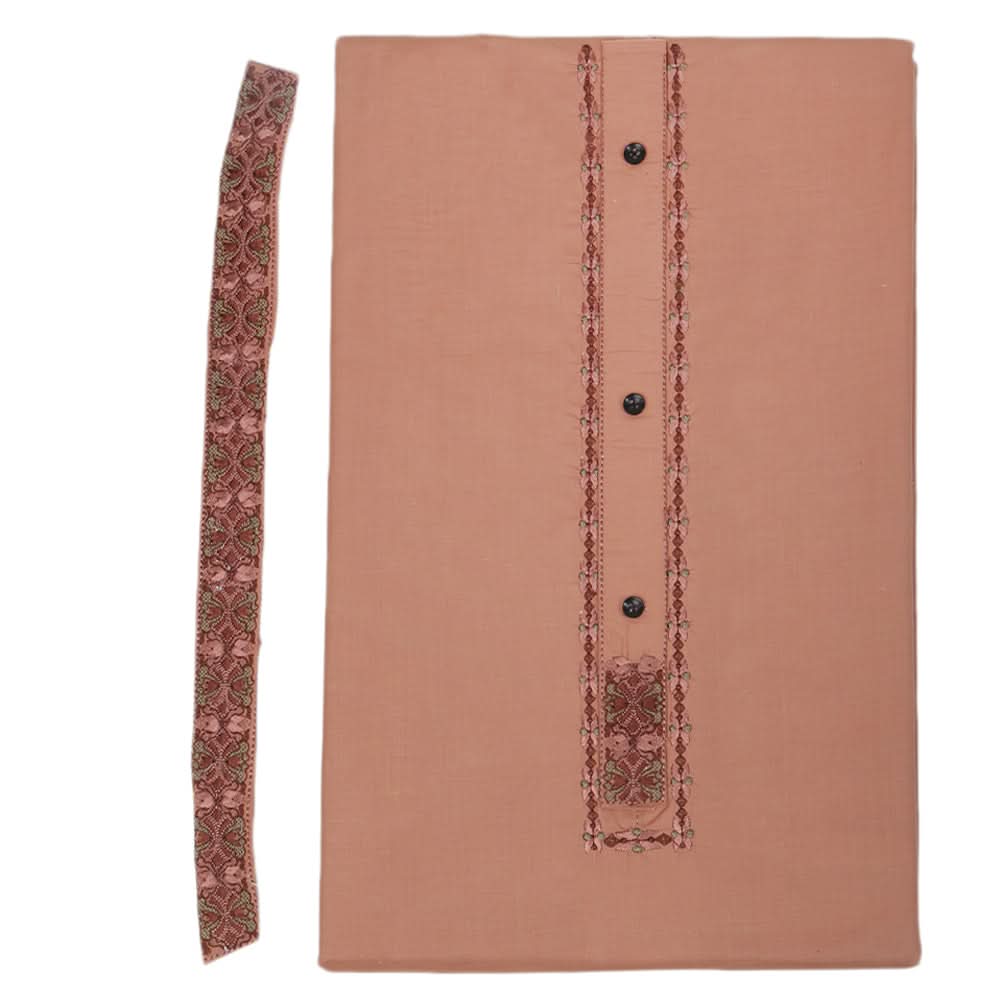 Men's Mashriq Embroidered Un-Stitched Suit - Brown, Men, Unstitched Fabric, Chase Value, Chase Value