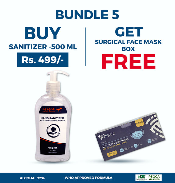 Buy Chase Value Sanitizer With Free Face Mask Box - 500ml, Beauty & Personal Care, Chase Value, Chase Value