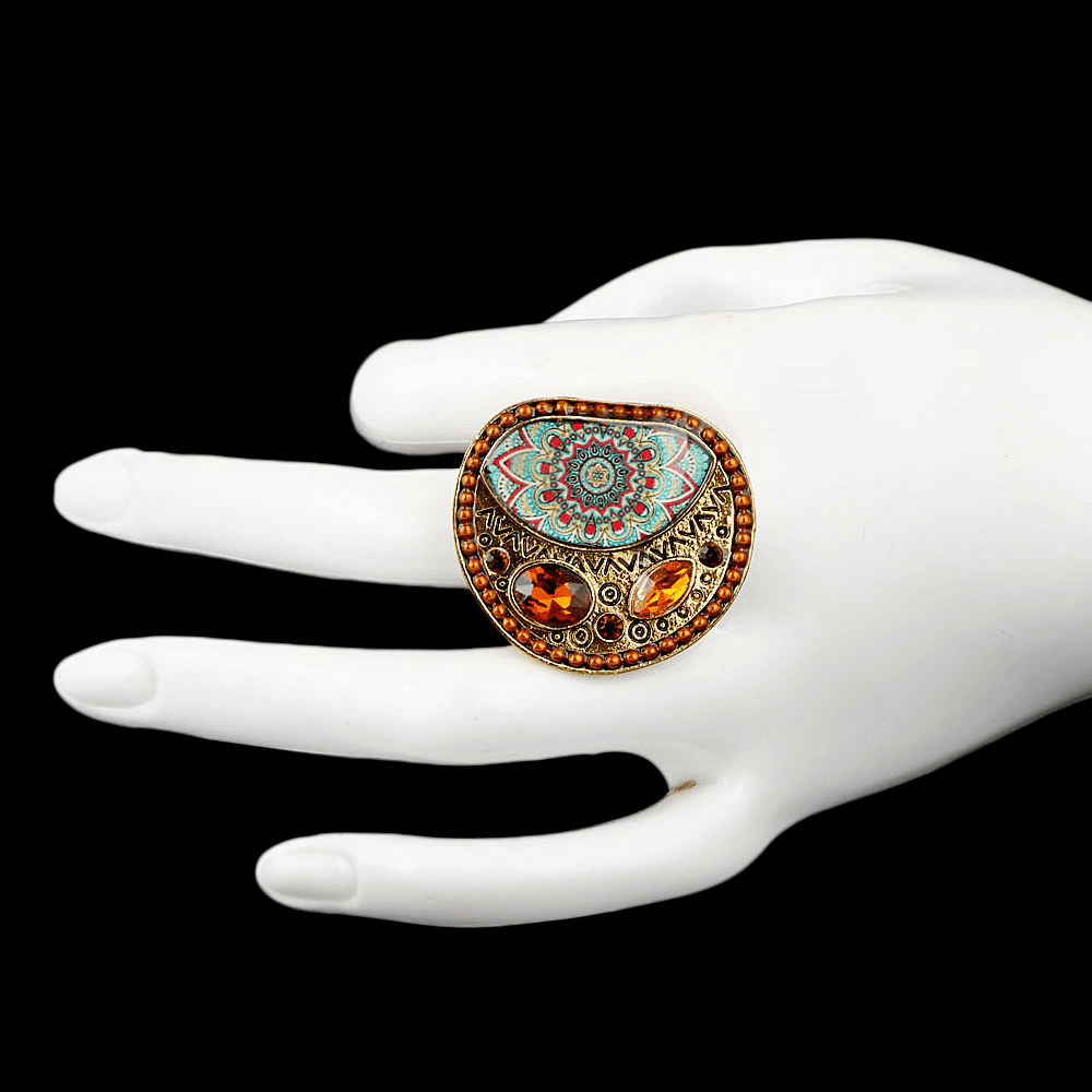 Women's Fancy Stone Ring - Golden - Mustard - test-store-for-chase-value