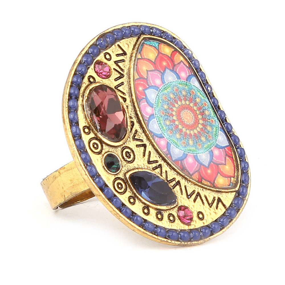Women's Fancy Stone Ring - Golden - Purple - test-store-for-chase-value