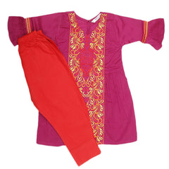 Girls Embroidered 2 Piece Suit - Purple, Kids, Girls Sets And Suits, Chase Value, Chase Value