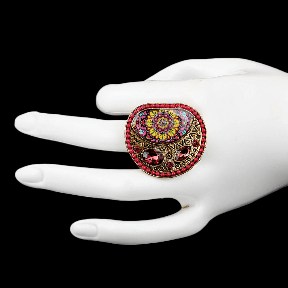 Women's Fancy Stone Ring - Golden - Pink - test-store-for-chase-value