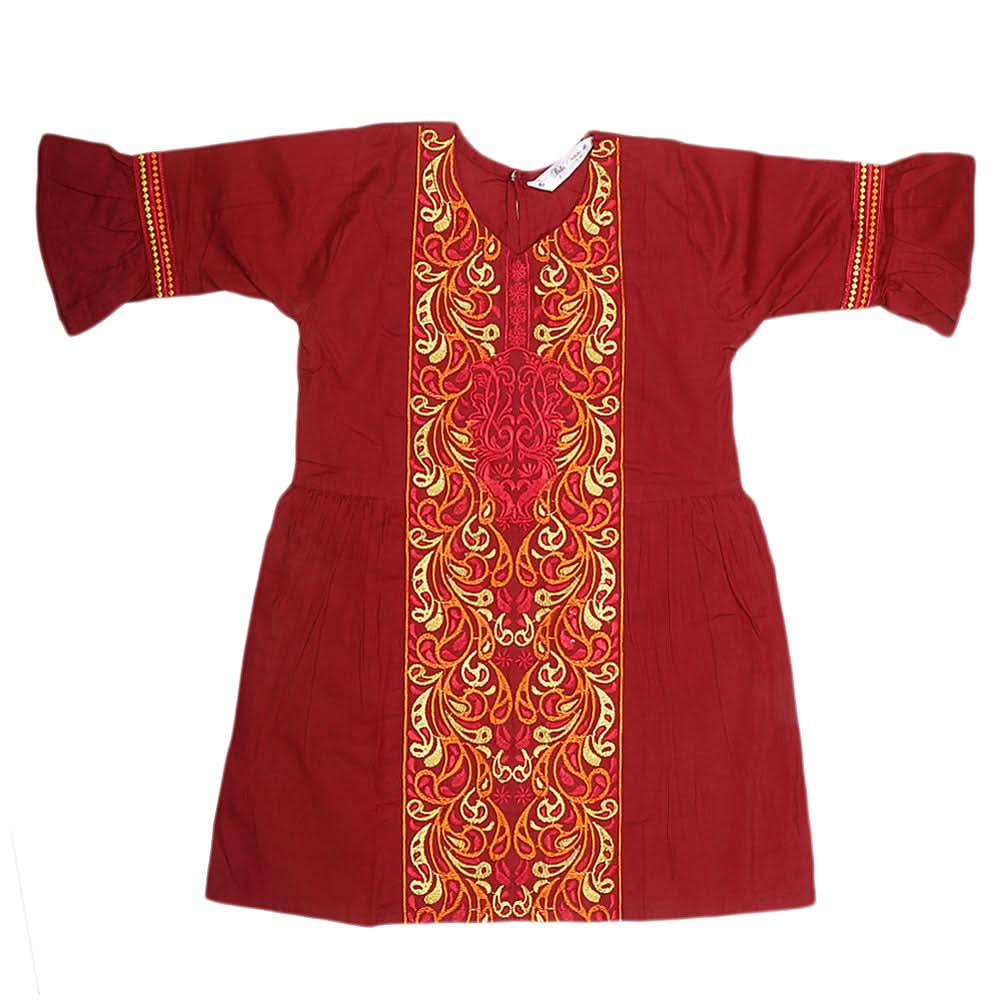 Girls Embroidered 2 Piece Suit - Maroon, Kids, Girls Sets And Suits, Chase Value, Chase Value
