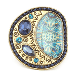 Women's Fancy Stone Ring - Golden - Navy Blue - test-store-for-chase-value