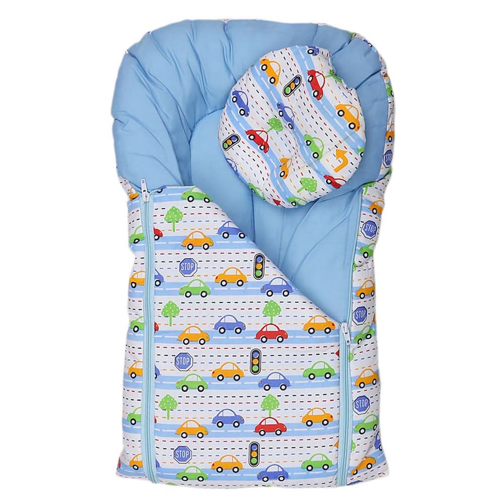 Newborn Sleeping Bag With Pillow - White - Blue, Kids, Sleeping Bags, Chase Value, Chase Value