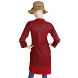 Women's Fancy Chikan Kurti - Red, Women's Fashion, Chase Value, Chase Value