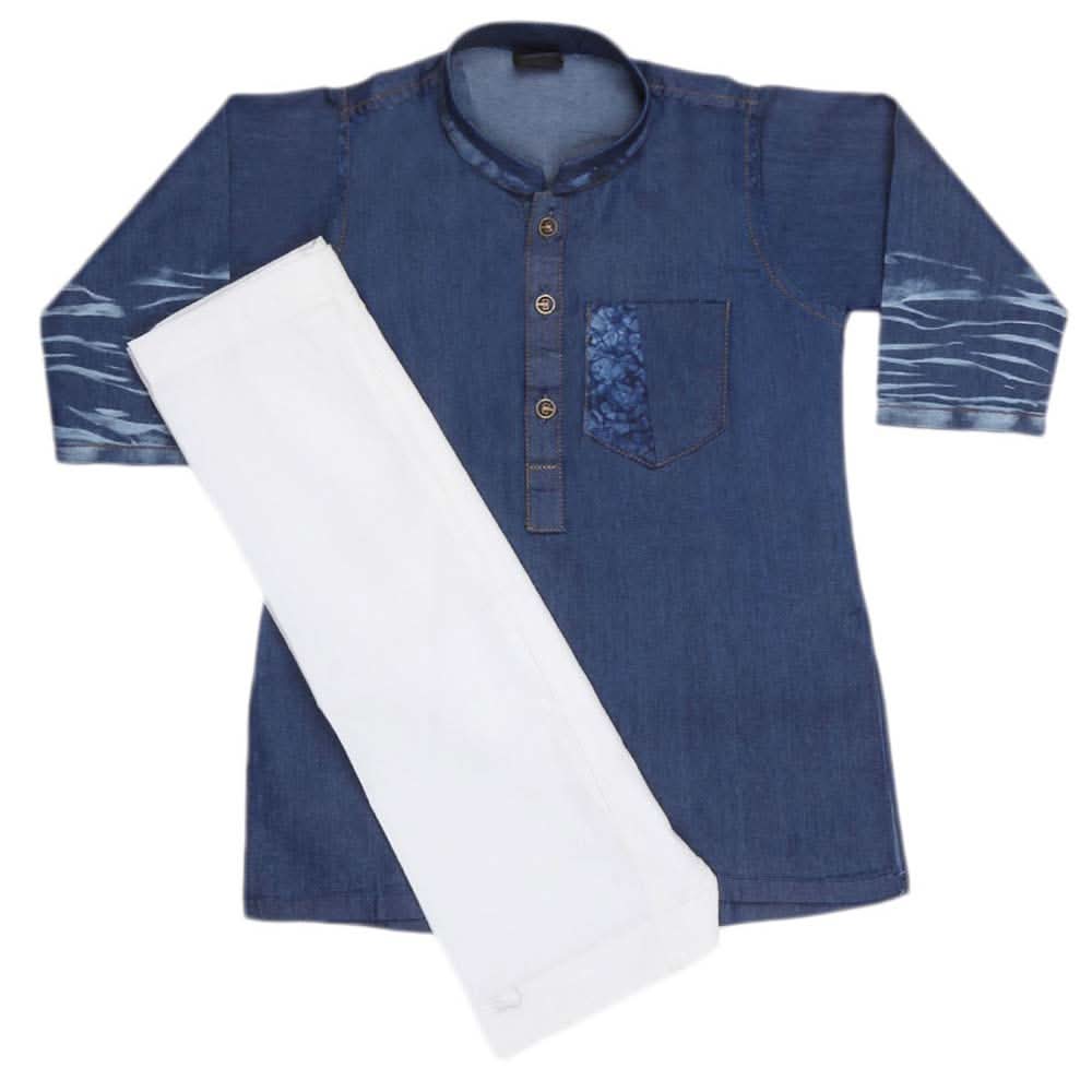 Boys Denim Kurta Shalwar - Blue, Kids, Boys Shalwar Kameez, Chase Value, Chase Value