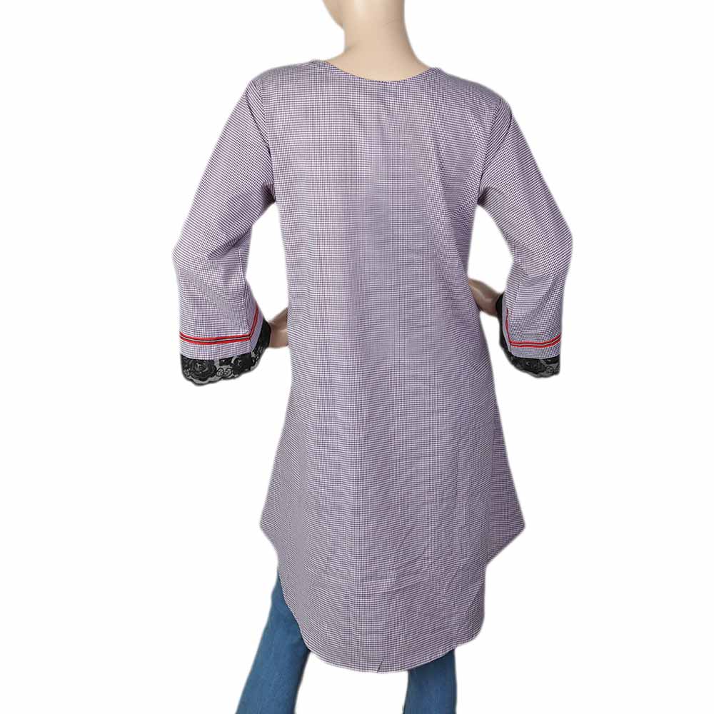 Women's Embroidered Kurti - Pupple, Women, Ready Kurtis, Chase Value, Chase Value
