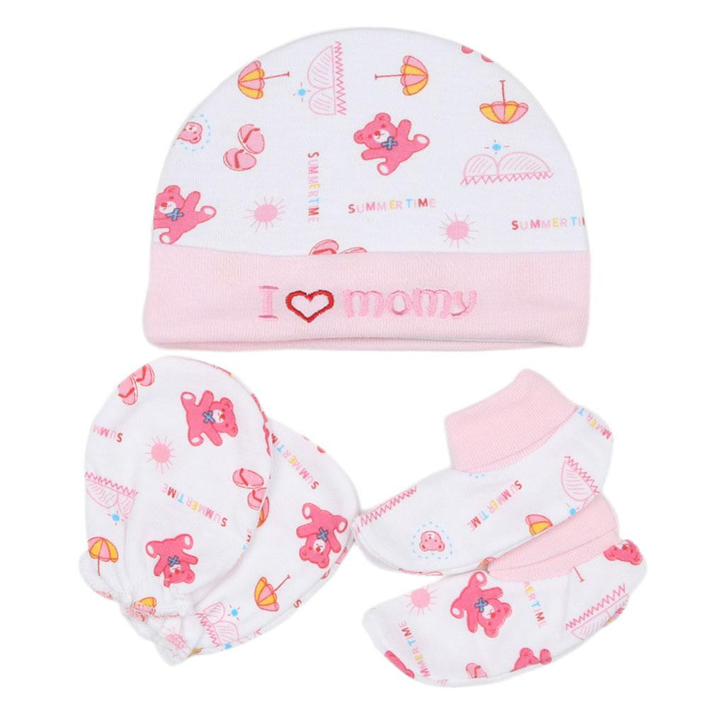 Newborn Cap Set 3 Pcs - Pink - test-store-for-chase-value