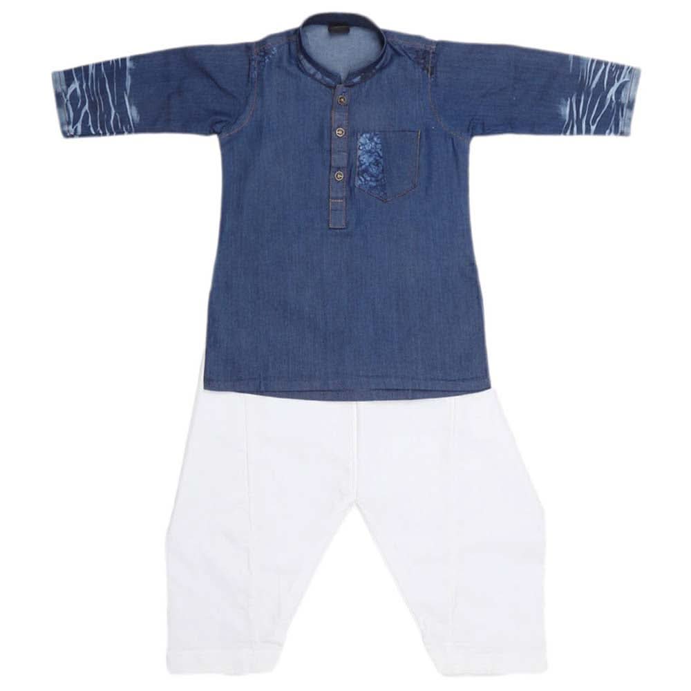 Boys Denim Kurta Shalwar - Blue, Kids, Boys Shalwar Kameez, Chase Value, Chase Value